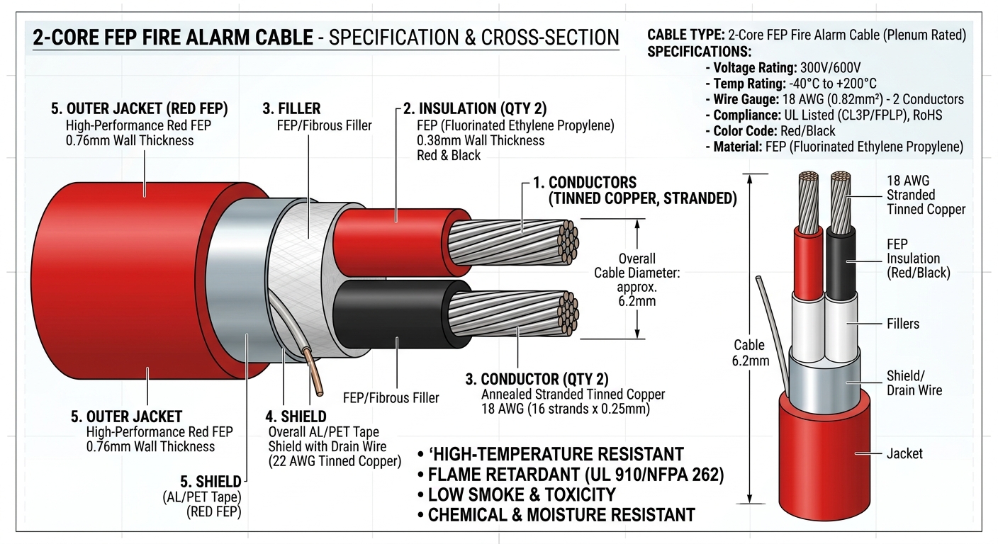 teflon fire alam cable specificaiton